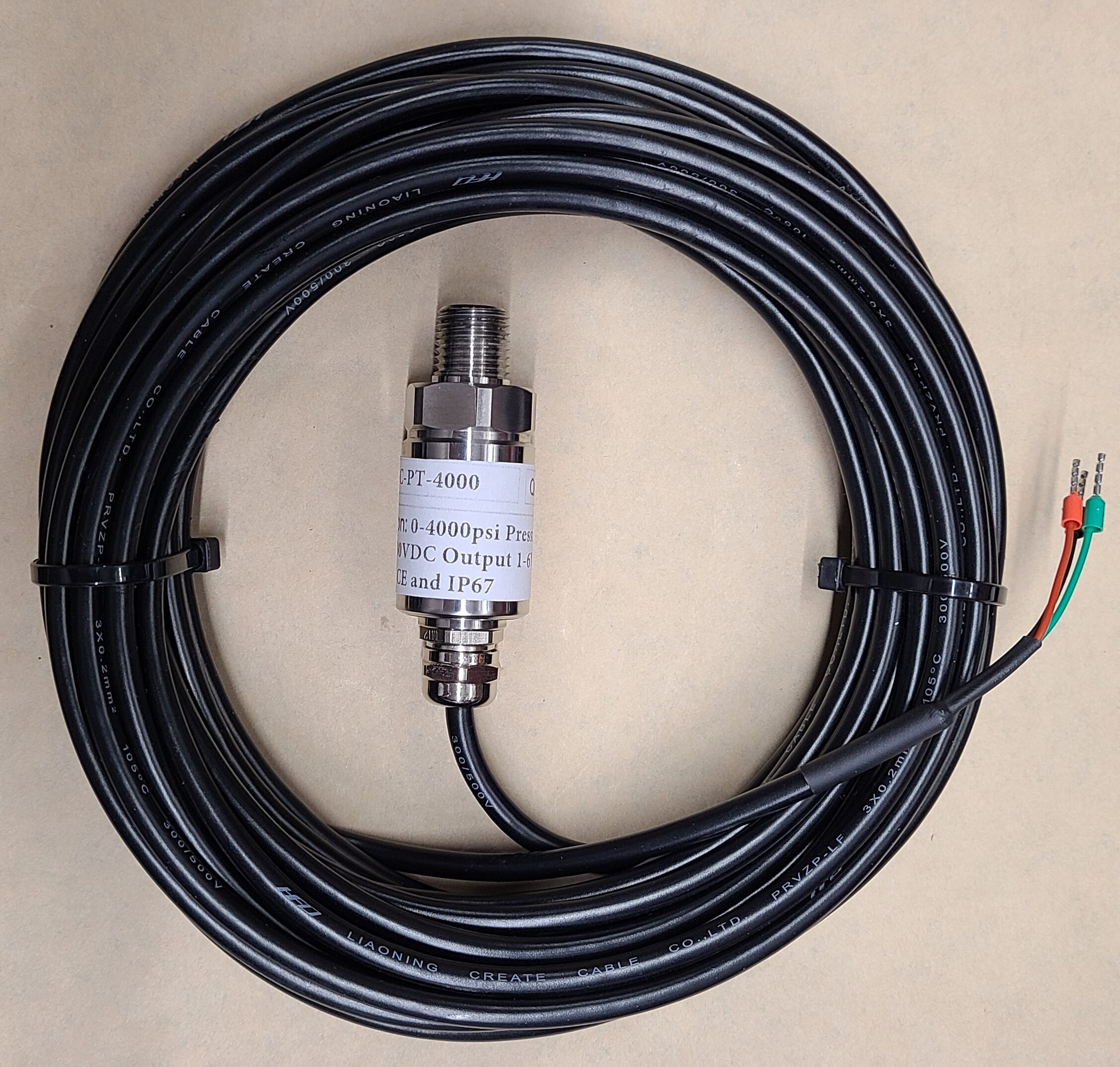 LSC-PT-4000 - 0-4000psi Pressure Transducer 10-30VDC Output 1-6V 1/4" NPT Black Ground CE and IP67